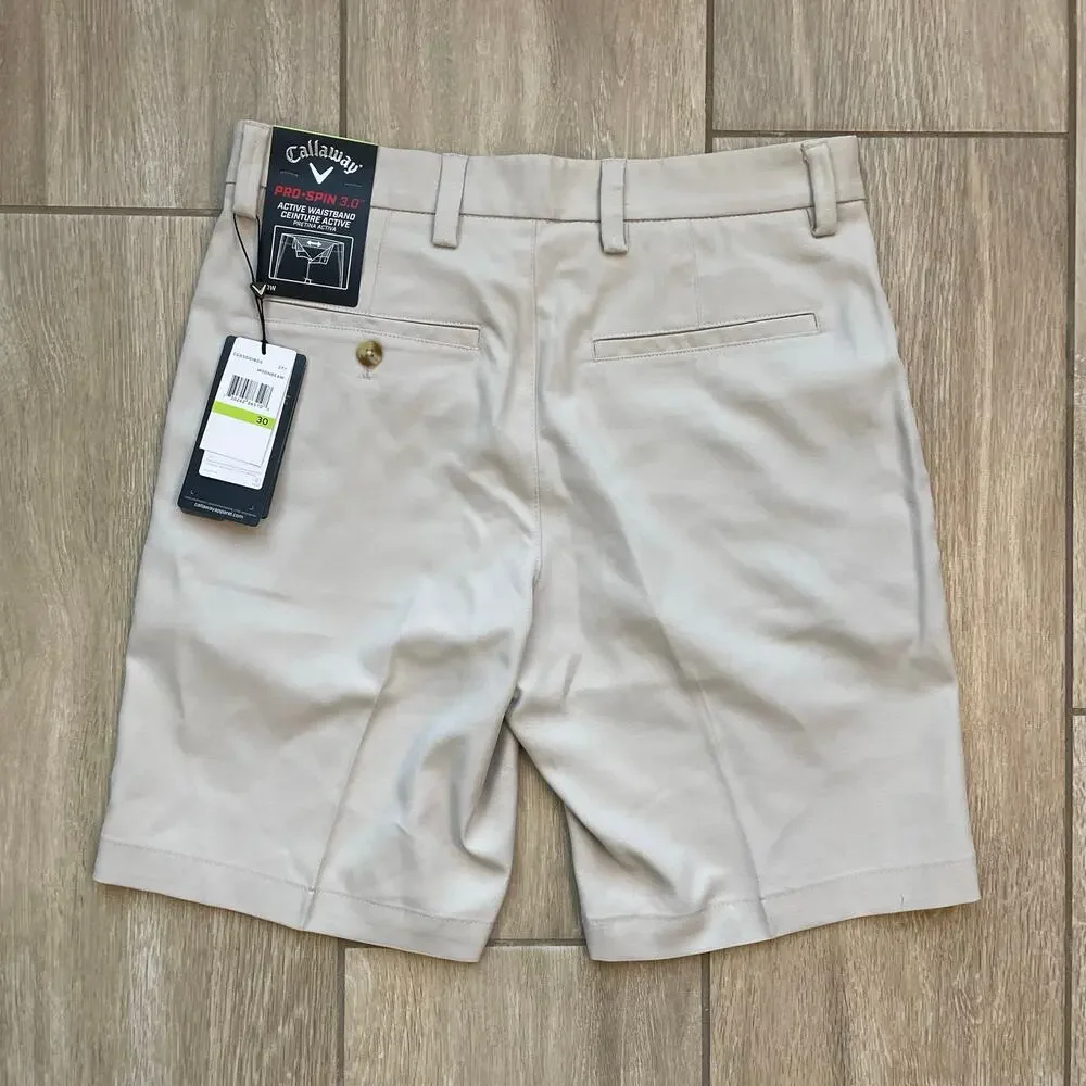 Callaway Golf Shorts Mens 30 Beige Performance Stretch 9 Inch Inseam New